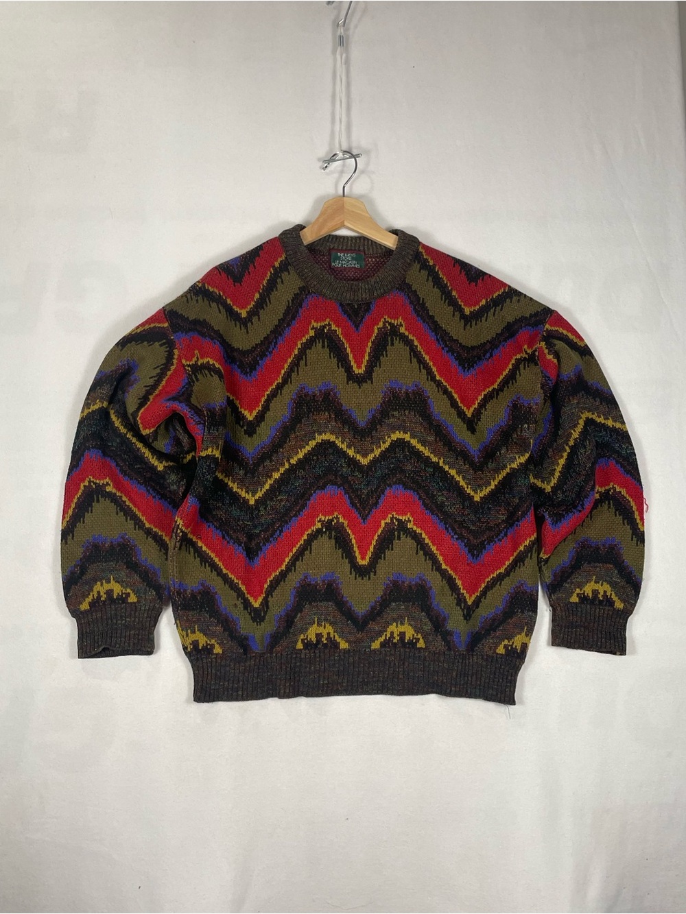 Vintage The Men's Store Acrylic? Knit Sweater Multicolour Striped Wavy Fits Sz L